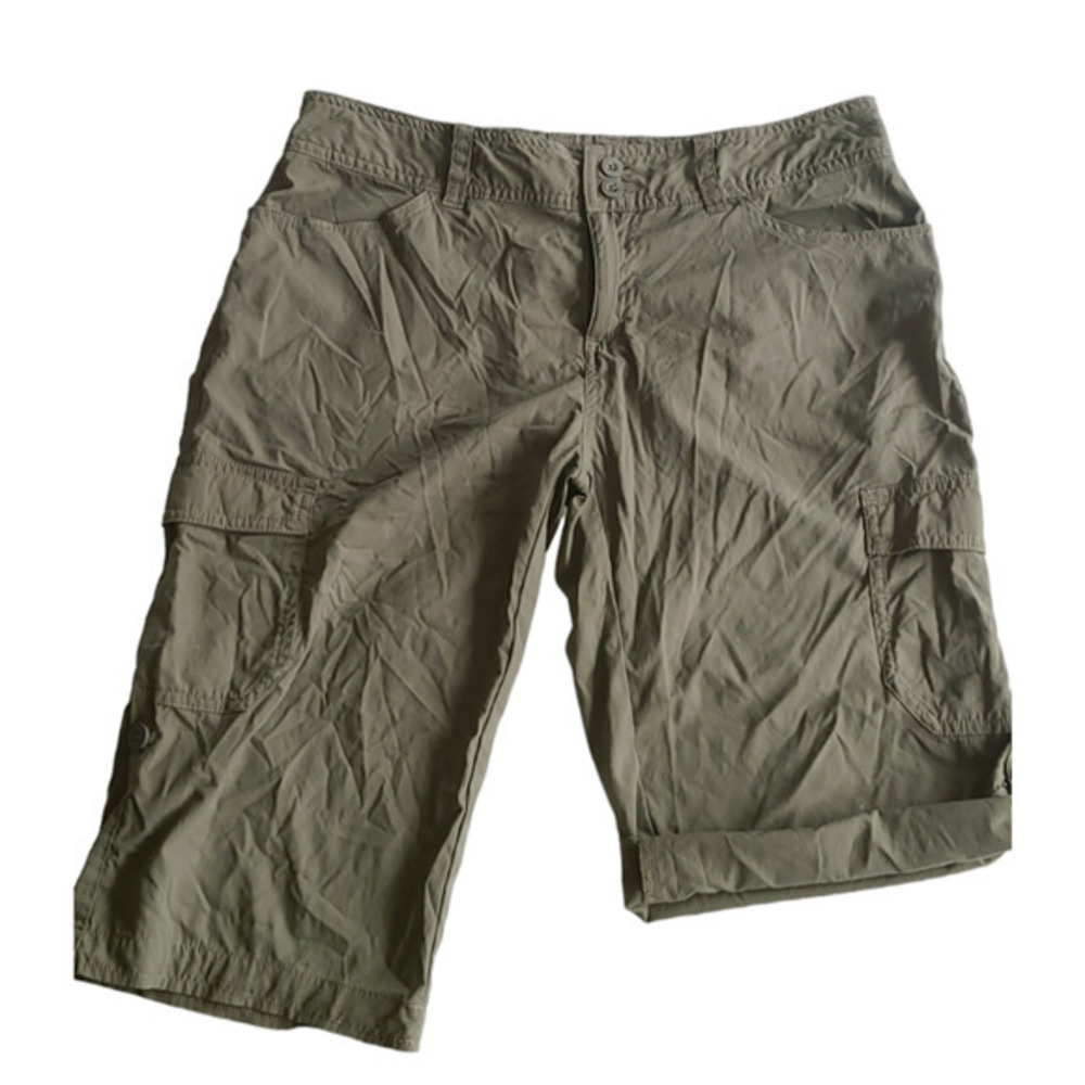 Patagonia Womens 4 Olive Green Cargo Capri Pants Hiking Outdoor Stretch